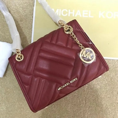 Michael Kors Leather Chain Tote Shoulder Bag, 23CM - 마이클 코어스 레더 체인 토트 숄더백 ,MKB0008, 23CM,2색(레드,블랙)