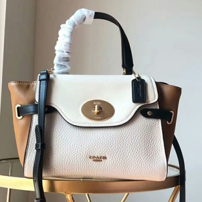 Coach Leather Tote Shoulder Bag,32cm - 코치 레더 토트 숄더백 COAB0008,32cm,화이트