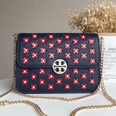 Tory Burch Leather Blue Chain Shoulder Cross Bag,22cm - 토리버치 레더 블루 체인 숄더 크로스백 TBB0074,22cm