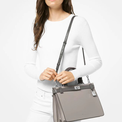 Michael Kors Leather Taatiana Tote Shoulder Bag, 32CM - 마이클 코어스 레더 타티아나 토트 숄더백 ,MKB0043, 32CM,그레이