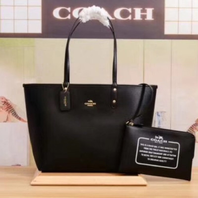 Coach Leather Coted Riversible City Tote Shoulder Shopper Bag,32cm - 코치 레더 코티드 리버서블 시티 토트 숄더 쇼퍼백 36609,COAB0037,32cm,블랙/화이트