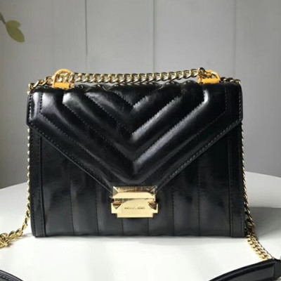 Michael Kors 2018 Leather Whitney Chain Shoulder Bag, 24CM - 마이클 코어스 2018 레더 위트니 체인 숄더백 ,MKB0077, 24CM,블랙