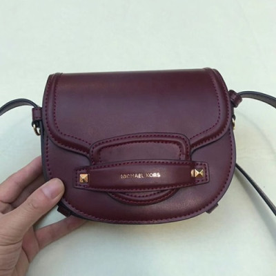 Michael Kors 2019 Leather Saddle Shoulder Bag, 17.5CM - 마이클 코어스 2019 레더 새들 숄더백,MKB0101, 17.5CM,와인