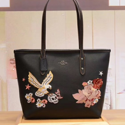 Coach Leather Tote Shoulder Bag,29cm - 코치 레더 토트 숄더백 COAB0051,29cm,블랙