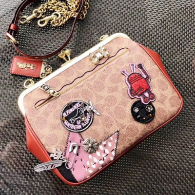 Coach Leather Keith Haring Chain Shoulder Bag - 코치 레더 키스 해링 체인 숄더백 COAB0082,브라운