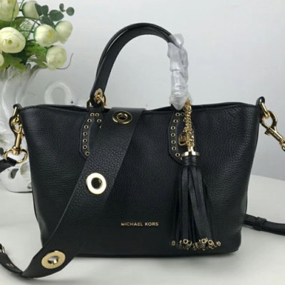 Michael Kors 2018 Brooklyn Leather Tassel Tote Shoulder Bag,28cm - 마이클 코어스 2018 부르클린 레더 태슬 토트 숄더백 MKB0145,28cm,블랙