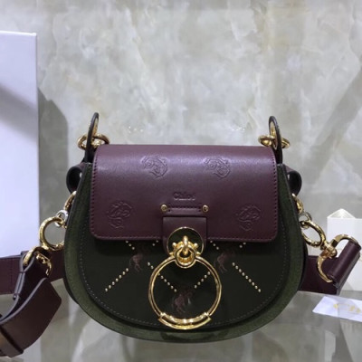 Chole 2019 Tess Leather Shoulder Bag, 20cm -  끌로에 2019 테스 레더 숄더백,CLB0007,20cm,카키+와인