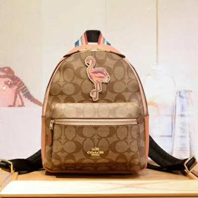 Coach Hawaii Patch Logo Mini Charlie Back Pack,19cm - 코치 하와이 패치 로고 미니 찰리 백팩 , 28948,COAB0109,19cm,브라운