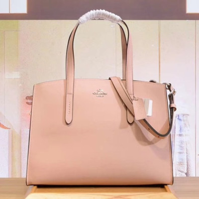 Coach Leather Tote Shoulder Bag,34cm - 코치 레더 토트 숄더백 COAB0140,34cm,핑크