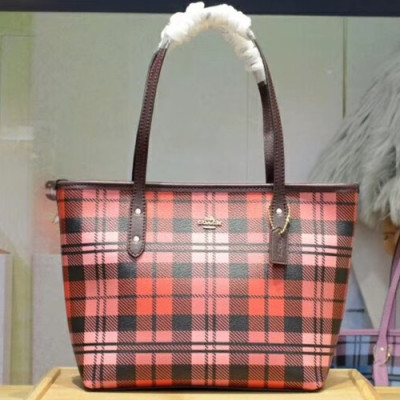 Coach Leather Tote Shoulder Bag,23cm - 코치 레더 토트 숄더백 COAB0155,23cm,레드