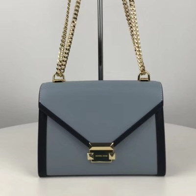 Michael Kors 2018 Leather Whitney Chain Shoulder Bag, 24CM - 마이클 코어스 2018 레더 위트니 체인 숄더백 ,MKB0224, 24CM,블루