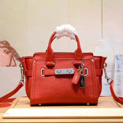 Coach Leather Tote Shoulder Bag,20cm - 코치 레더 토트 숄더백 35990,COAB0175,20cm,레드