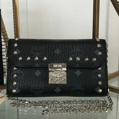 MCM Patricia Visetos  Chain Shoulder Bag,18.5cm - 엠씨엠 여성용 패트리샤 비세토스 체인 숄더백 MCMB0084, 18.5cm,블랙