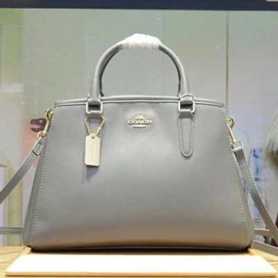 Coach Leather Tote Shoulder Bag,30cm - 코치 레더 토트 숄더백 57527,COAB0187,30cm,그레이