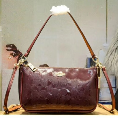 Coach Leather Tote Shoulder Bag,22cm - 코치 레더 토트 숄더백 56518,COAB0191,22cm,와인