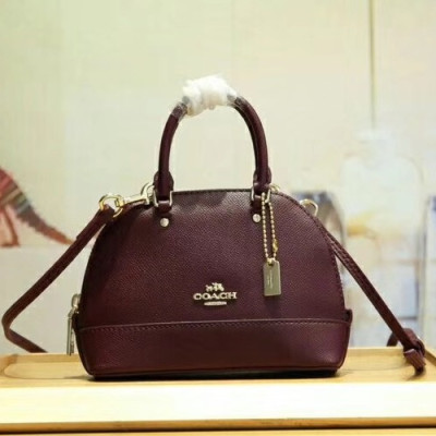 Coach Leather Mini Tote Shoulder Bag,16cm - 코치 레더 미니 토트 숄더백 22891,COAB0195,16cm,와인