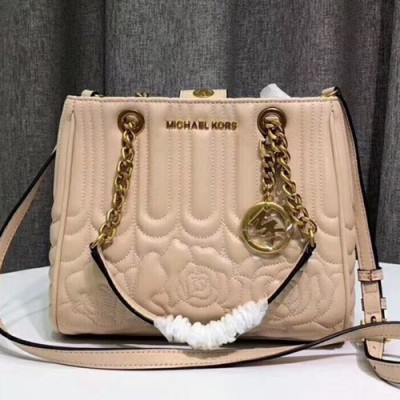 Michael Kors 2018 Leather Chain Tote Shoulder Bag, 26CM - 마이클 코어스 2018 레더 체인 토트 숄더백 ,MKB0249, 26CM,연핑크