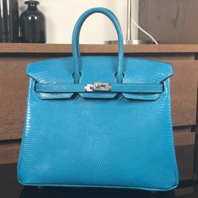 Hermes Birkin Lizard Leather Tote Shoulder Bag ,25cm - 에르메스 버킨 리저드 레더 여성용 토트 숄더백 HERB0030,스카이블루,25cm