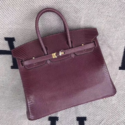 Hermes Birkin Lizard Leather Tote Shoulder Bag ,25cm - 에르메스 버킨 리저드 레더 여성용 토트 숄더백 HERB0031,퍼플,25cm