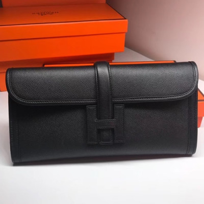 Hermes Jige EpsomLeather Clutch Bag ,29cm - 에르메스 지제 엡송 레더 여성용 클러치백 HERB0060,29cm,블랙