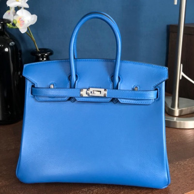 Hermes Birkin Swift Leather Tote Shoulder Bag ,25cm - 에르메스 버킨 스위프트 레더 여성용 토트 숄더백 HERB0077,25cm,블루