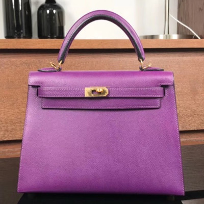 Hermes Kelly Ever Color Leather Tote Shoulder Bag ,25cm - 에르메스 켈리 에버컬러 레더 여성용 토트 숄더백 HERB0087,25cm,퍼플