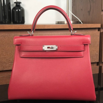 Hermes Kelly Swift Leather Tote Shoulder Bag ,28cm - 에르메스 켈리 스위프트 레더 여성용 토트 숄더백 HERB0092,28cm,레드