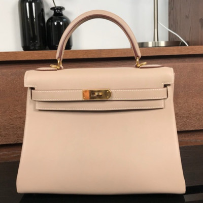 Hermes Kelly Swift Leather Tote Shoulder Bag ,28cm - 에르메스 켈리 스위프트 레더 여성용 토트 숄더백 HERB0094,28cm,베이지