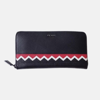 Prada 2018 Mens Saffiano Leather Zippy Long Purse ML317 - 프라다 남성 신상 사피아노 레더 지피 장지갑 Pra0322x.Size20CM 레드스트랩