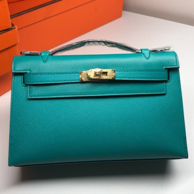 Hermes Mini Kelly Epsom Leather Tote Bag / Clutch Bag,22cm - 에르메스 미니 켈리 엡송 레더 여성용 토트백/클러치백 HERB0198, 22cm,스카이블루