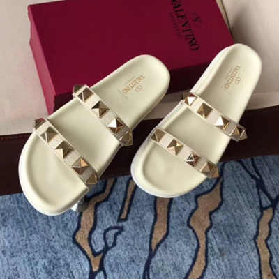 Valentino 2018 Rockstud Untitled Slipper - 발렌티노 락스터드 슬라이드 화이트 Val0134x.Size(225 - 245)