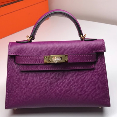 Hermes Mini Kelly 2 Leather Tote Shoulder Bag , - 에르메스 미니 켈리 2 레더 여성용 토트 숄더백 HERB0211,퍼플