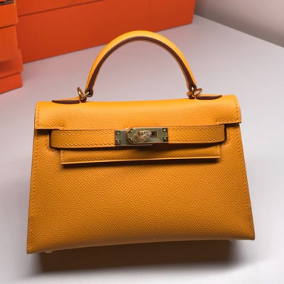 Hermes Mini Kelly 2 Leather Tote Shoulder Bag , - 에르메스 미니 켈리 2 레더 여성용 토트 숄더백 HERB0212,다크옐로우