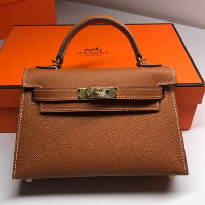 Hermes Mini Kelly 2 Leather Tote Shoulder Bag , - 에르메스 미니 켈리 2 레더 여성용 토트 숄더백 HERB0215,브라운