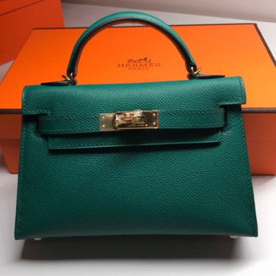 Hermes Mini Kelly 2 Leather Tote Shoulder Bag , - 에르메스 미니 켈리 2 레더 여성용 토트 숄더백 HERB0216,다크그린