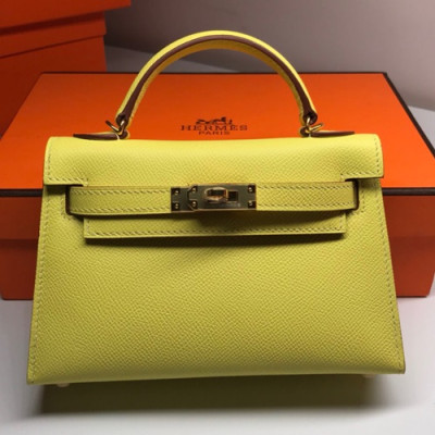 Hermes Mini Kelly 2 Epsom Leather Tote Shoulder Bag , - 에르메스 미니 켈리 2 엡송 레더 여성용 토트 숄더백 HERB0219,옐로우