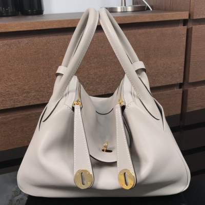 Hermes Lindy Swift Leather Tote Shoulder Bag ,26cm - 에르메스 린디 스위프트 레더 여성용 토트 숄더백 HERB0251,26cm,연그레이