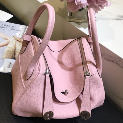 Hermes Lindy Togo Leather Tote Shoulder Bag ,26cm - 에르메스 린디 토고 레더 여성용 토트 숄더백 HERB0258,26cm,연핑크