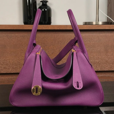 Hermes Lindy Togo Leather Tote Shoulder Bag ,26cm - 에르메스 린디 토고 레더 여성용 토트 숄더백 HERB0259,26cm,퍼플