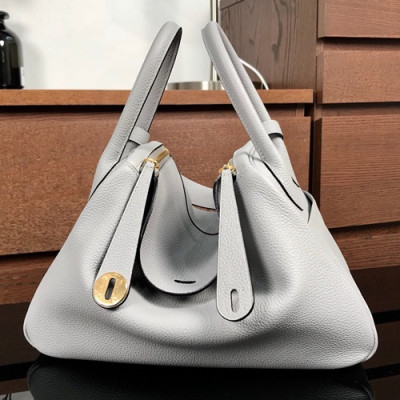 Hermes Lindy Togo Leather Tote Shoulder Bag ,30cm - 에르메스 린디 토고 레더 여성용 토트 숄더백 HERB0267,30cm,그레이