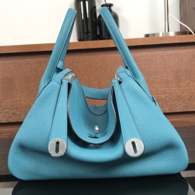 Hermes Lindy Togo Leather Tote Shoulder Bag ,26cm - 에르메스 린디 토고 레더 여성용 토트 숄더백 HERB0269,26cm,다크스카이블루