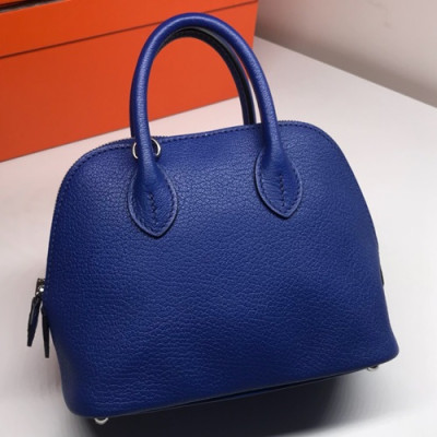 Hermes Mini Bolide Goat Skin Leather Tote Bag ,18cm - 에르메스 미니 볼리드 고트 스킨 레더 여성용 토트백 HERB0306,18cm,다크블루