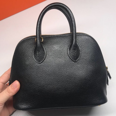 Hermes Mini Bolide Goat Skin Leather Tote Bag ,18cm - 에르메스 미니 볼리드 고트 스킨 레더 여성용 토트백 HERB0309,18cm,블랙