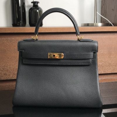 Hermes Kelly Togo Leather Tote Shoulder Bag ,28cm - 에르메스 켈리 토고 레더 여성용 토트 숄더백 HERB0317,28cm,블랙