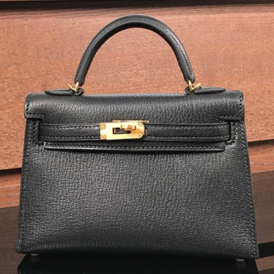 Hermes Mini Kelly 2 Goat Skin Tote Shoulder Bag , - 에르메스 미니 켈리 2 고트 스킨 여성용 토트 숄더백 HERB0367,블랙