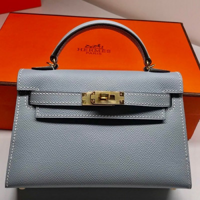 Hermes Mini Kelly 2 Epsom Leather Tote Shoulder Bag , - 에르메스 미니 켈리 2 엡송 레더 여성용 토트 숄더백 HERB0417,그레이블루