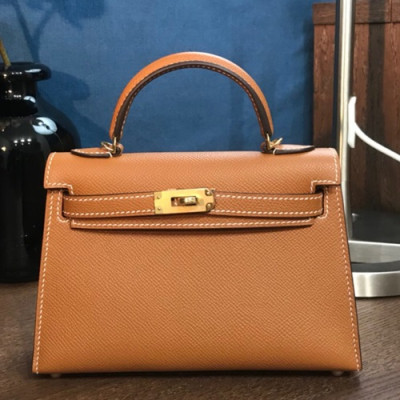 Hermes Mini Kelly 2 Epsom Leather Tote Shoulder Bag , - 에르메스 미니 켈리 2 엡송 레더 여성용 토트 숄더백 HERB0418,브라운