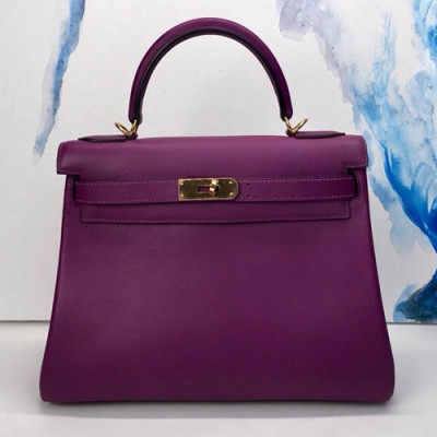 Hermes Kelly Swift Leather Tote Shoulder Bag ,28cm - 에르메스 켈리 스위프트 레더 여성용 토트 숄더백 HERB0425,28cm,퍼플