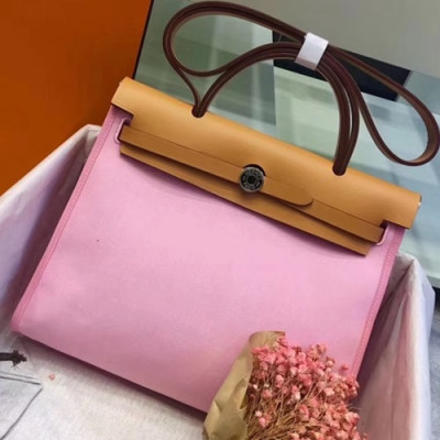 Hermes Herbag Canvas Tote Shoulder Bag ,31cm - 에르메스 허백 캔버스 남여공용 토트 숄더백 HERB0472,31cm,연핑크