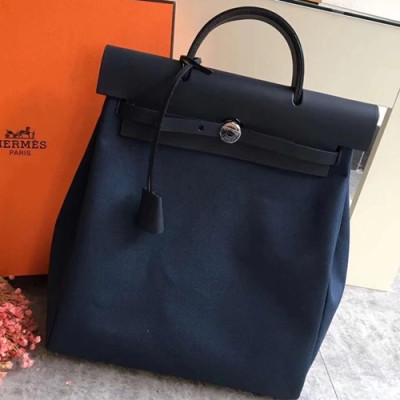 Hermes Herbag-A DOS Canvas Back Pack ,35cm - 에르메스 허백-A DOS 캔버스 남여공용 백팩 HERB0477,35cm,네이비